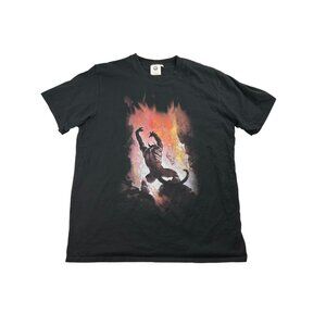 Frazetta Girls T-Shirt With Fire Demon Artwork Black Size Large 100% Cotton